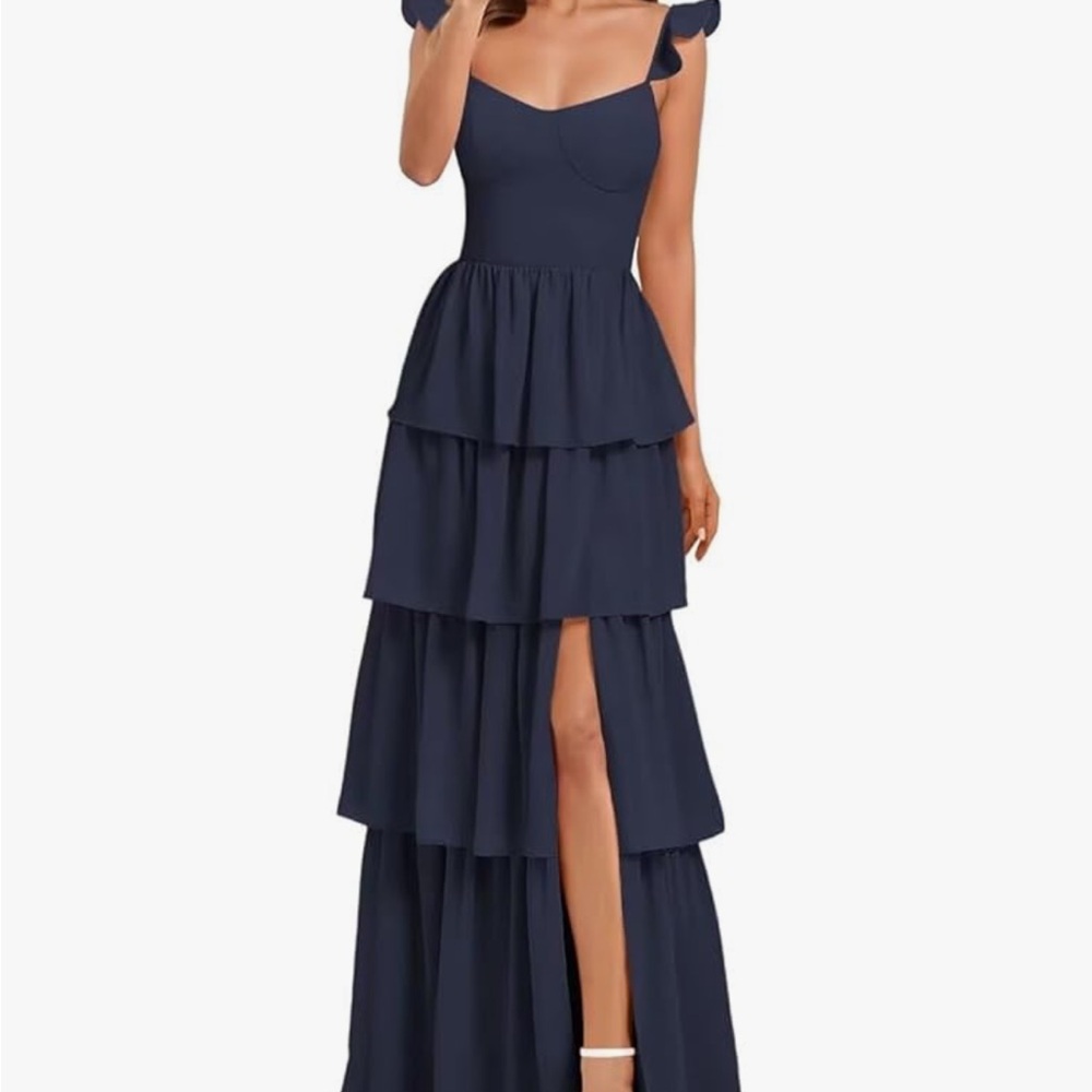 Amazon Navy Tiered Maxi Dress